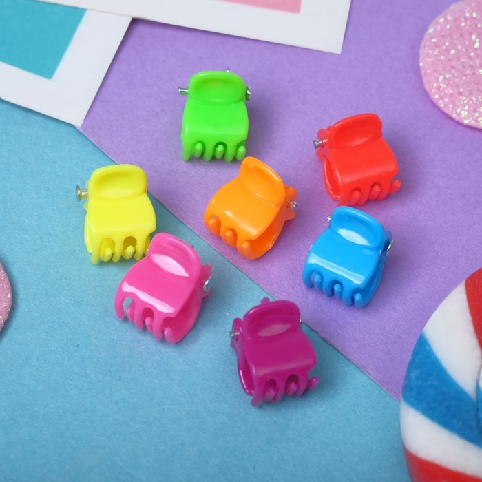 Краб для волос  Краб для волос "Мини" (набор 100 шт) простой цветной, 1 см, микс