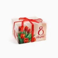 Коробка для капкейка &laquo;8 марта&raquo;, 16&times;16&times;10 см