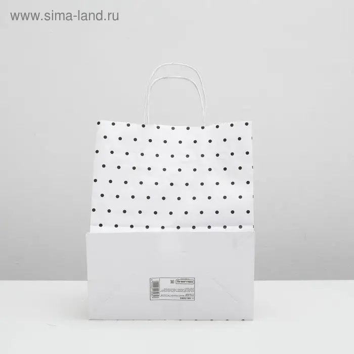 Пакет крафт, белый, «Горошек», 24 х 10,5 х 32 см Пакет крафт, белый, «Горошек», 24 х 10,5 х 32 см