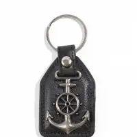 Кожаный брелок для ключей на кольце &laquo;Якорь&raquo;, (кожзам), 6.8&times;4 см
