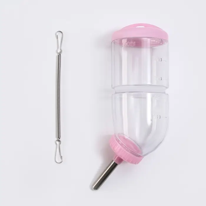 Поилка для грызунов, 500 мл, 20.5&times;5 см, розовая