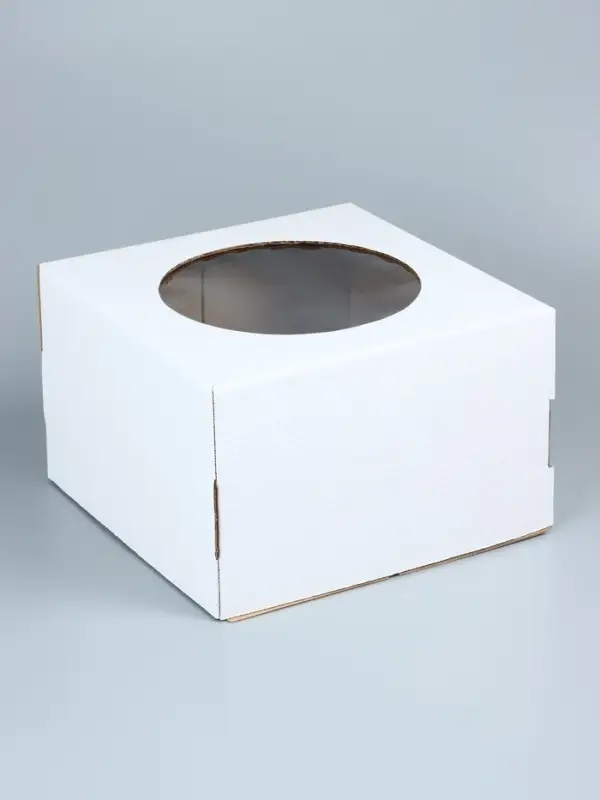 Коробка под торт, с окном, белая, 30&times;30&times;19 см