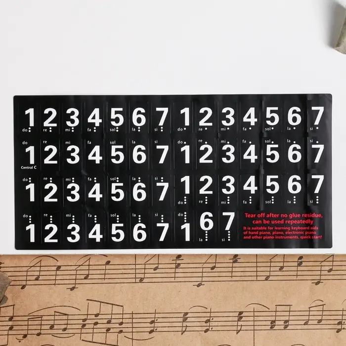 Наклейки на клавиши пианино 2.4×1.4 см, 88 клавиш Наклейки на клавиши пианино 2.4×1.4 см, 88 клавиш