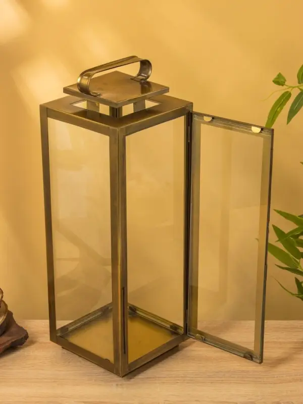 Подсвечник фонарь "Большие окна" железо 50х16,5х17 см