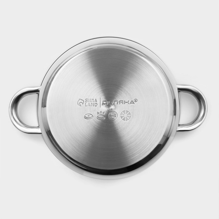 Кастрюля с крышкой из нержавеющей стали Доляна «Классика», 2,2 л, d=19 см, капсульное дно Кастрюля с крышкой из нержавеющей стали Доляна «Классика», 2,2 л, d=19 см, капсульное дно