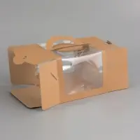 Коробка под бенто-торт с окном, КРАФТ 18 х 18 х 14 см