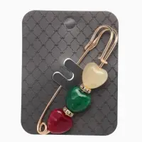 Булавка &laquo;Сердечки&raquo;, 7 см, цветная в золоте