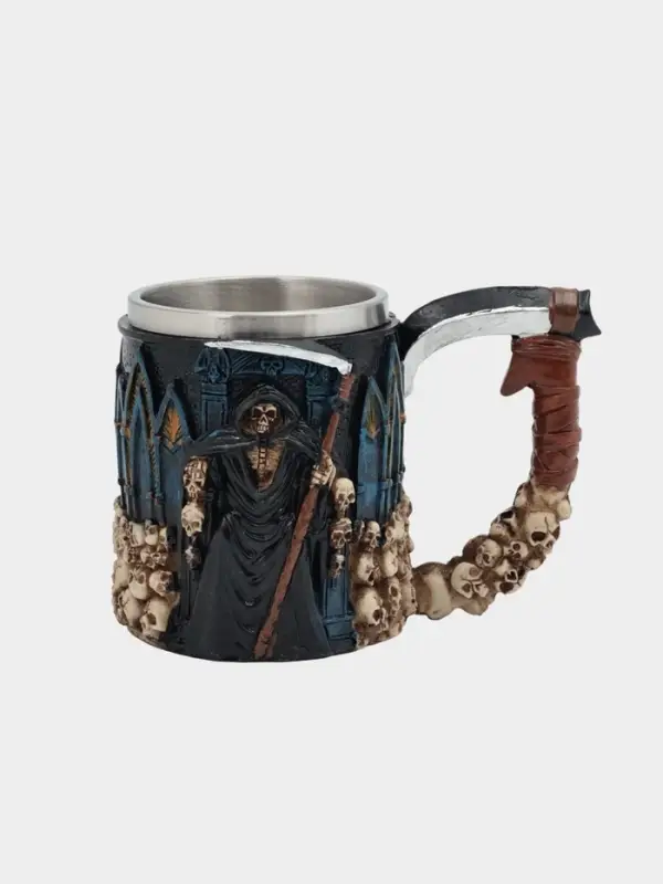 Кружка средневековая &laquo;Смерть с косой&raquo;, 400 мл, нержавеющая сталь, синяя