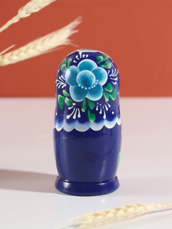 Матрёшка  Матрёшка "Клава", голубое платье, 5-кукольная, 12 см