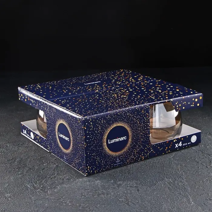 Набор низких стеклянных стаканов «Золотой мёд», 300 мл, 4 шт Набор низких стеклянных стаканов «Золотой мёд», 300 мл, 4 шт