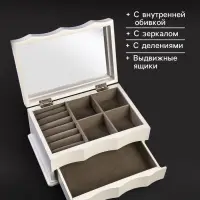 Шкатулка для украшений &laquo;Розы&raquo;, дерево, белая, 12.5&times;16&times;25.5 см