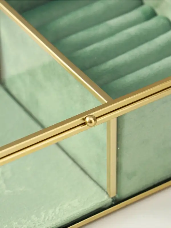 Шкатулка для украшений &laquo;Зелёная&raquo;, 2 отделения, стекло с металлическим каркасом, 22&times;14.5&times;7.5