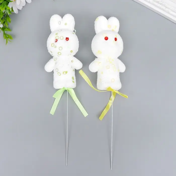 Набор топперов для украшения «Зайчата: посыпка, кружочки», 2 шт., жёлтый, зелёный, 12 см Набор топперов для украшения «Зайчата: посыпка, кружочки», 2 шт., жёлтый, зелёный, 12 см