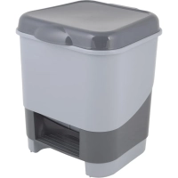 Контейнер для мусора пласт 8л прям сер с пед и крыш матов 255х580х530мм_427