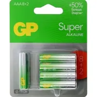Батарейка алкалиновая GP Super, AAA, LR03-10BL, 1.5 В, 8+2 шт.