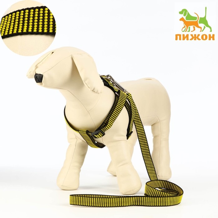 Комплект амуниции рельефный, поводок 120 х 2 см, ОГ 44-50 см, жёлто-чёрный Комплект амуниции рельефный, поводок 120 х 2 см, ОГ 44-50 см, жёлто-чёрный