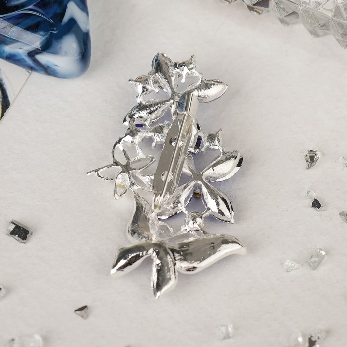 Брошь «Бабочки» синеглазки, цвет синий в серебре Брошь «Бабочки» синеглазки, цвет синий в серебре