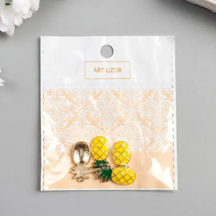 Декор для творчества металл, эмаль &laquo;Ананас&raquo;, золото, 1.4&times;1.2 см