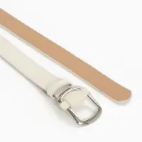 Ремень женский, 110&times;2.7 см, пряжка-затяжка металл, серебристая, белый