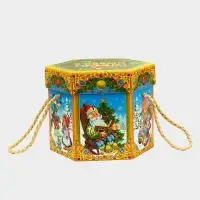 Подарочная коробка новогодняя Шестигранник малый &laquo;Время сказок&raquo; с веревочными ручками, 210&times;210&times;185 мм