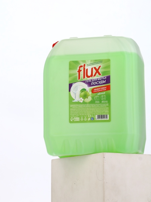 Гель для мытья посуды FLUX  Гель для мытья посуды FLUX "Зелёное яблоко",  5 л
