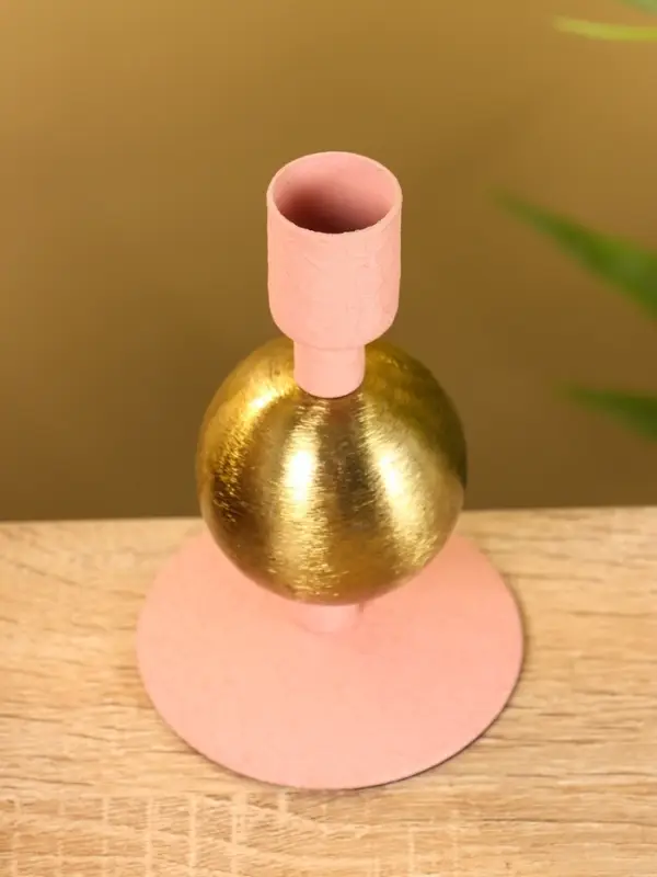 Подсвечник на 1 свечу текстурный "Пудровый" с 1 сферой 7,5х7,5х11,5 см