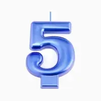 Свеча для торта «Европейская ГИГАНТ», цифра 5, 7 см, синий металлик
