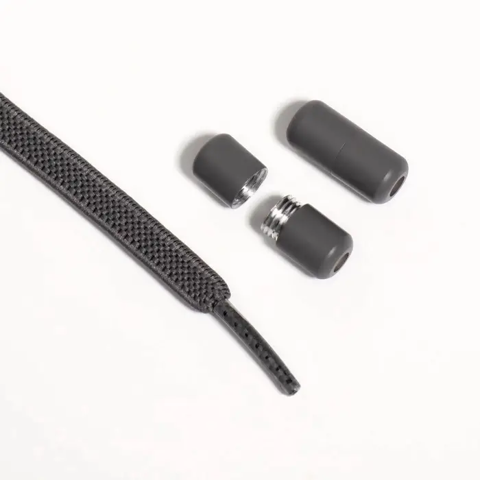 Шнурки для обуви, пара, плоские, с фиксатором, эластичные, 6 мм, 100 см, серые