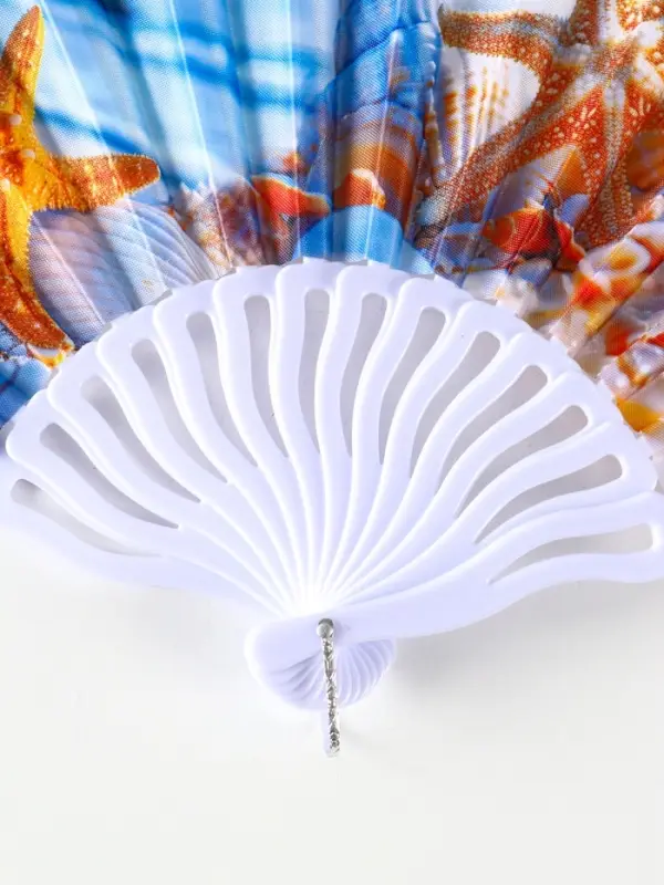 Веер пластик, текстиль  Веер пластик, текстиль "Морские ракушки" МИКС 23 см