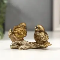 Фигурка полистоун &laquo;Два золотых воробышка на ветке&raquo;, 6.5&times;11&times;5.5 см