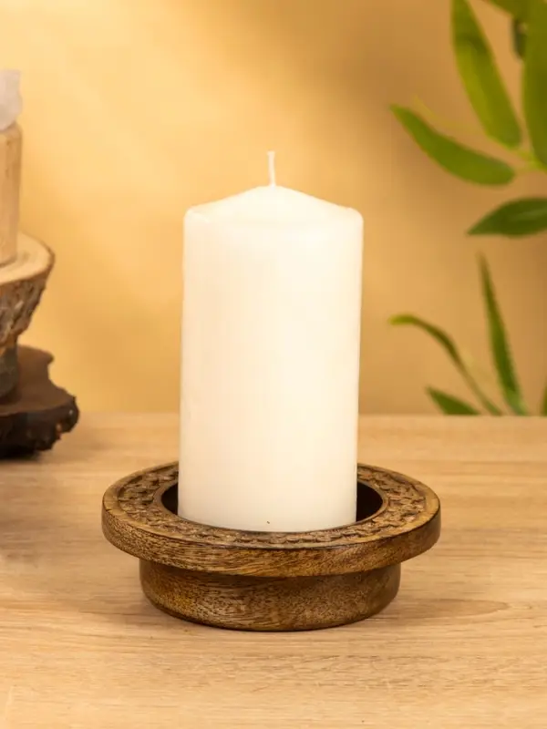 Подсвечник для свечи 8 см Подсвечник для свечи 8 см "Клевер" 13х13х3,5 см, манговое дерево