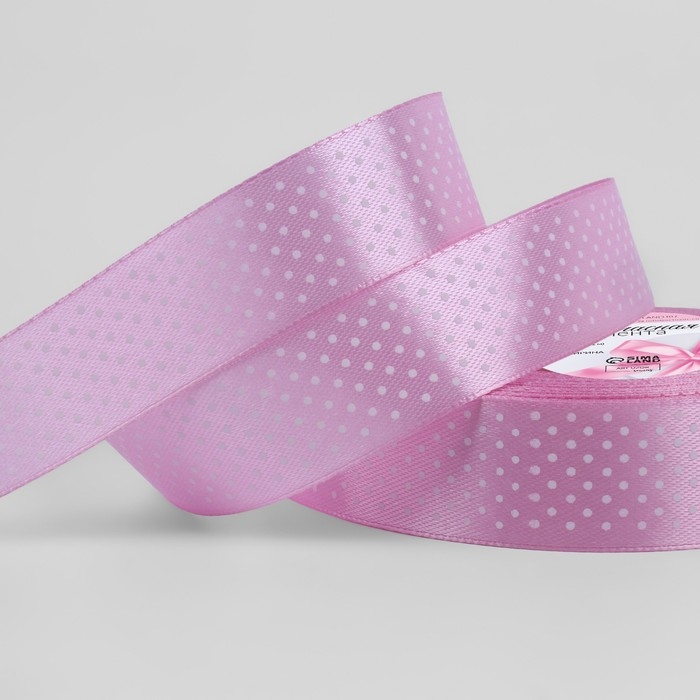 Лента атласная «Горошек», 25 мм × 23 ± 1 м, цвет фиолетовый №045 Лента атласная «Горошек», 25 мм × 23 ± 1 м, цвет фиолетовый №045