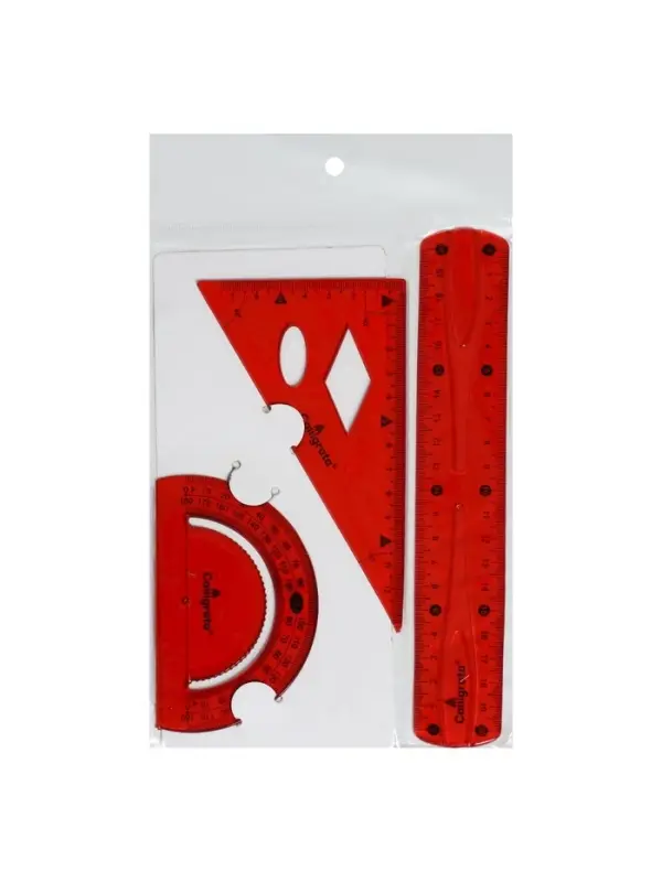 Набор геометрический Calligrata, силиконовый, гибкий, 3 предмета (линейка 20 см, угольник, транспортир), МИКС