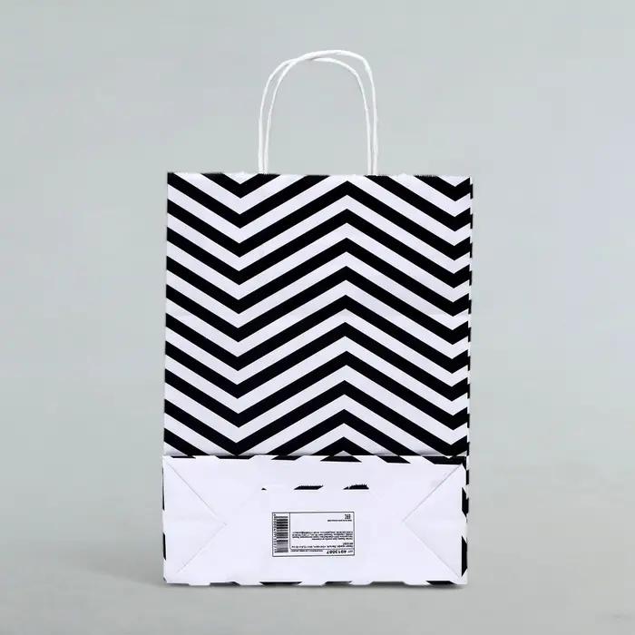 Пакет крафт, белый, &laquo;Зиг-заг&raquo;, 24 х 10.5 х 32 см, 1 шт