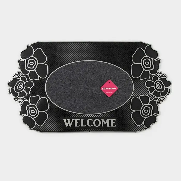 Коврик придверный Доляна Welcome, цветы, 41.5&times;75 см