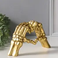 Сувенир полистоун "Руки скелета в форме сердца" золото 24х6,5х13 см