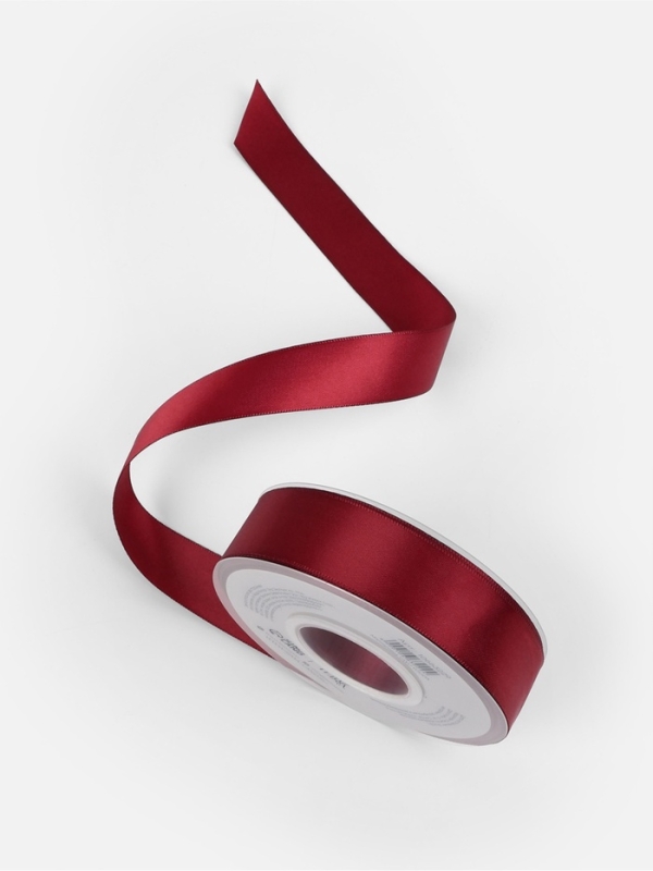 Лента атласная двухсторонняя №0789 25мм*25±1м бордовый TR