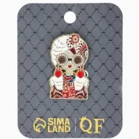 Значок "Русская красавица" с серьгами, цветной в золоте