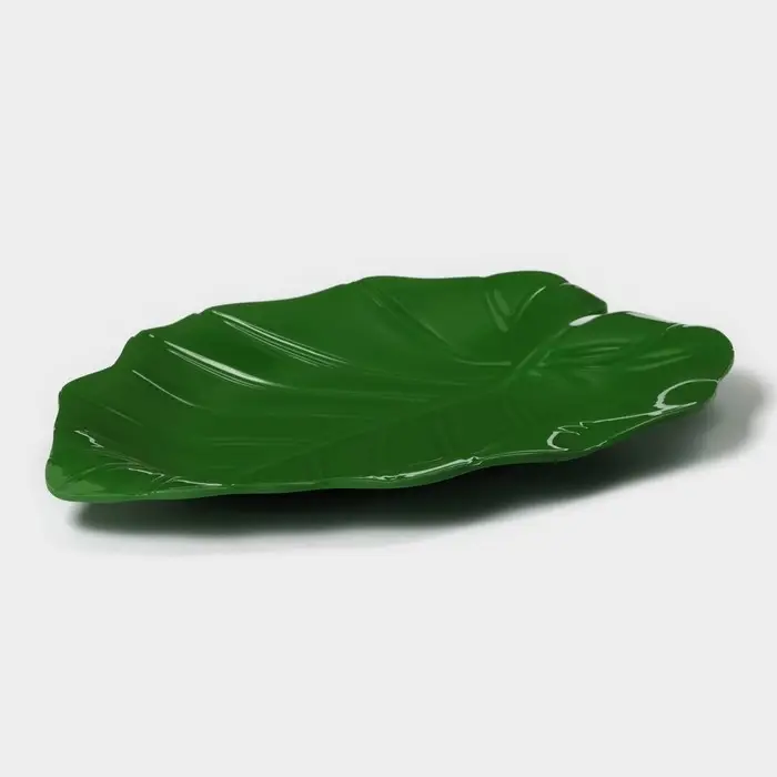 Блюдо для подачи &laquo;Лист&raquo;, пластик, 25&times;17&times;2 см, зелёное