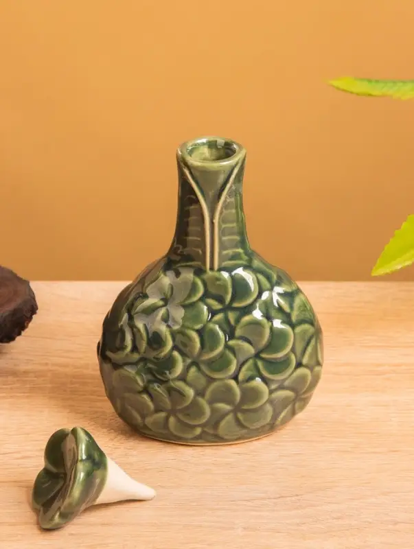 Сосуд для масла «Тропики», 9×5.5×14 см, керамика, зелёный