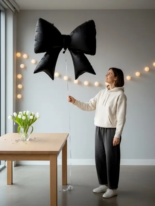 Воздушный шар фольгированный 39" "Бант" цвет черный