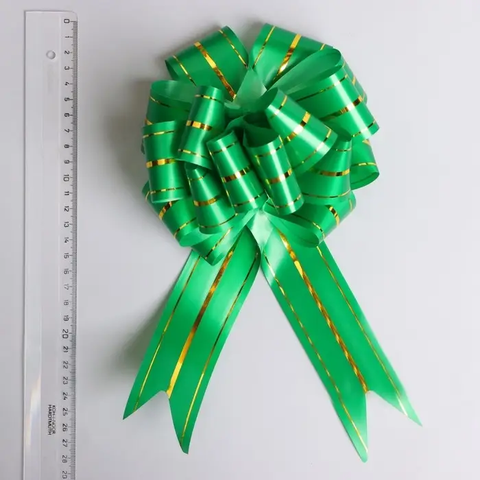 Бант - шар №4.5 три золотых полосы, зеленый Бант - шар №4.5 три золотых полосы, зеленый