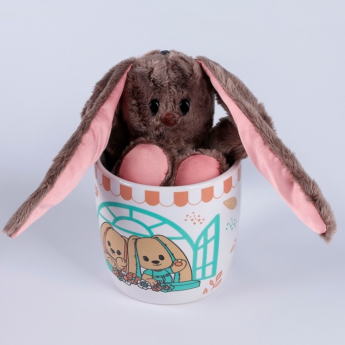 Набор  Набор "Зайка Li" игрушка в кружке, заяц, 16 см