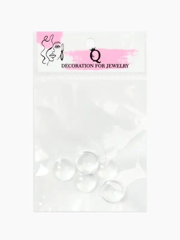 Кабошон стекло, круг 14 мм (набор 5 шт.), прозрачный