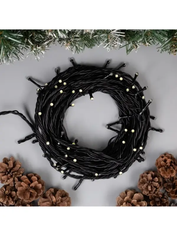 Гирлянда &laquo;Нить&raquo; 10 м, IP44, УМС, тёмная нить, 72 SMD-LED, свечение белое, 220 В