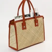 Сумка плетёная на молнии из пандана, 35&times;12&times;40 см, светло-коричневая