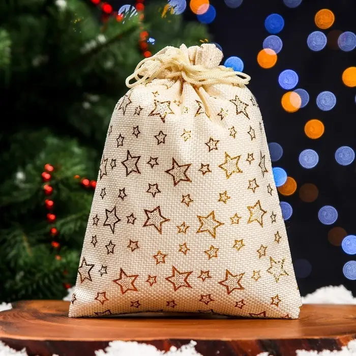Мешочек подарочный из холщи “Звезды Мешочек подарочный из холщи “Звезды", 15 х 20 см