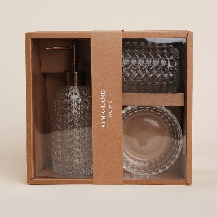 Аксессуары для ванной SL Home, 3 предмета: дозатор, мыльница, стакан Аксессуары для ванной SL Home, 3 предмета: дозатор, мыльница, стакан