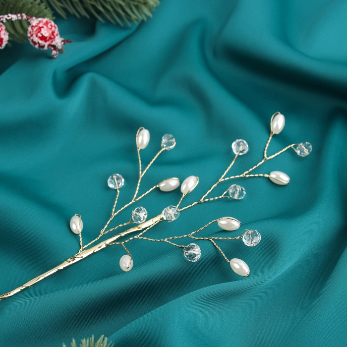 Новогодняя ветка декоративная «Зимнее волшебство. Хрустальная сказка», пластик, 25 см, капелька Новогодняя ветка декоративная «Зимнее волшебство. Хрустальная сказка», пластик, 25 см, капелька