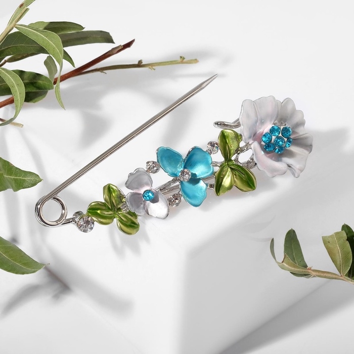 Булавка «Цветочная» дорожка, 7,5см, цветная в серебре Булавка «Цветочная» дорожка, 7,5см, цветная в серебре